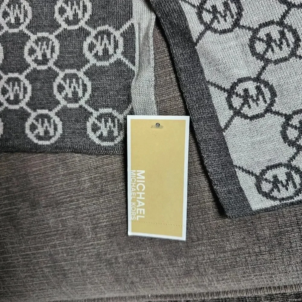 Michael Michael Kors Women's Gray Signature Logo Infinity Scarf One Size